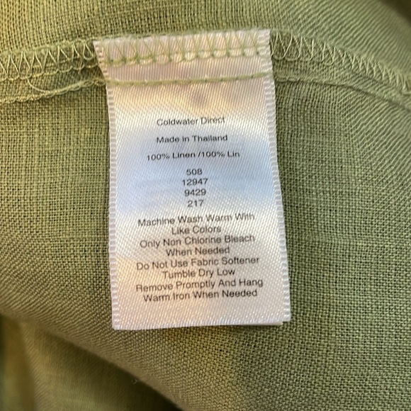 Coldwater Creek Women’s 1X Linen Green 3/4 Sleeve Button Up Shirt - Picture 6 of 9